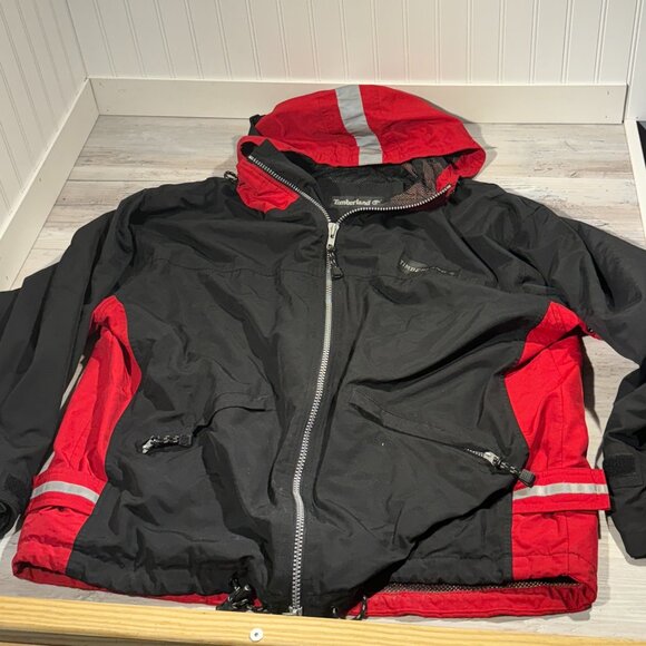 VTG Rare Timberland Faux Ski Patrol Waterproof Jacket Coat Red Mens XL Fall 1997